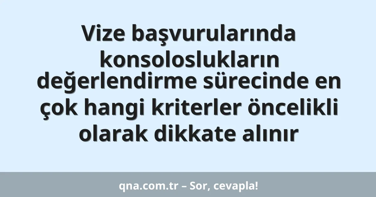 Vize başvurularında konsoloslukların değerlendirme sürecinde en çok hangi kriterler öncelikli olarak dikkate alınır