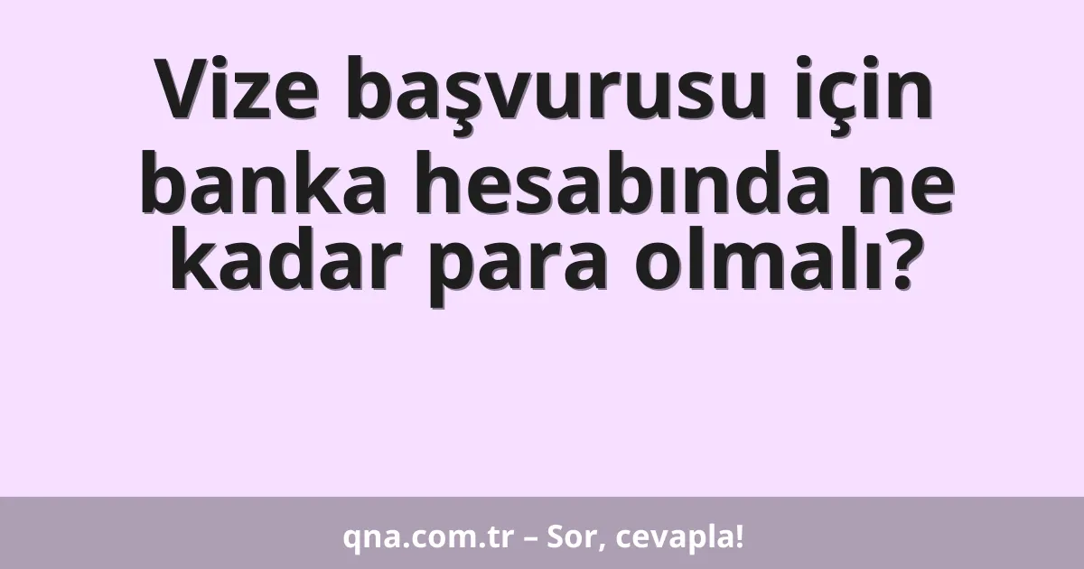 Vize başvurusu için banka hesabında ne kadar para olmalı?
