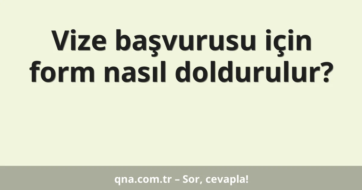 Vize başvurusu için form nasıl doldurulur?