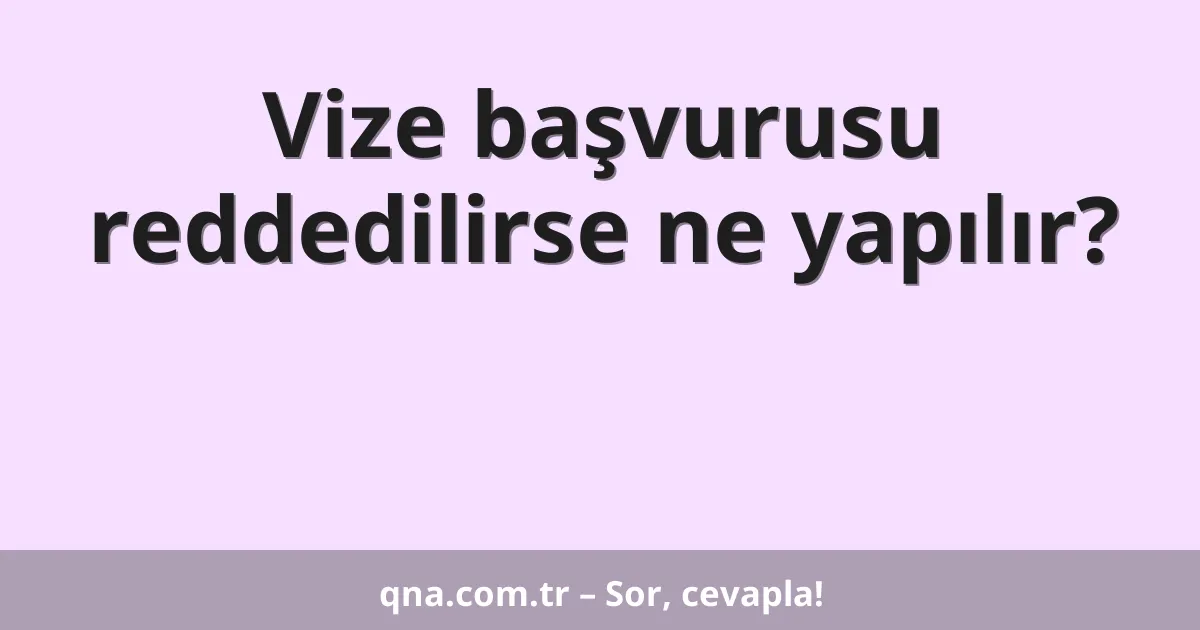 Vize başvurusu reddedilirse ne yapılır?