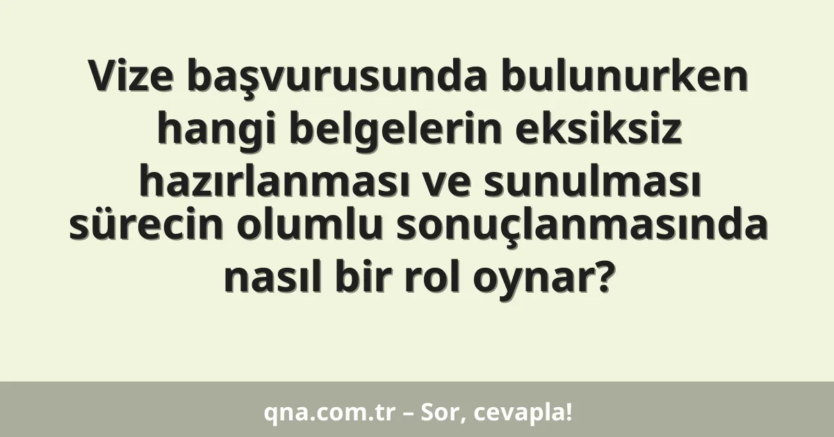 Vize başvurusunda bulunurken hangi belgelerin eksiksiz hazırlanması ve sunulması sürecin olumlu sonuçlanmasında nasıl bir rol oynar?