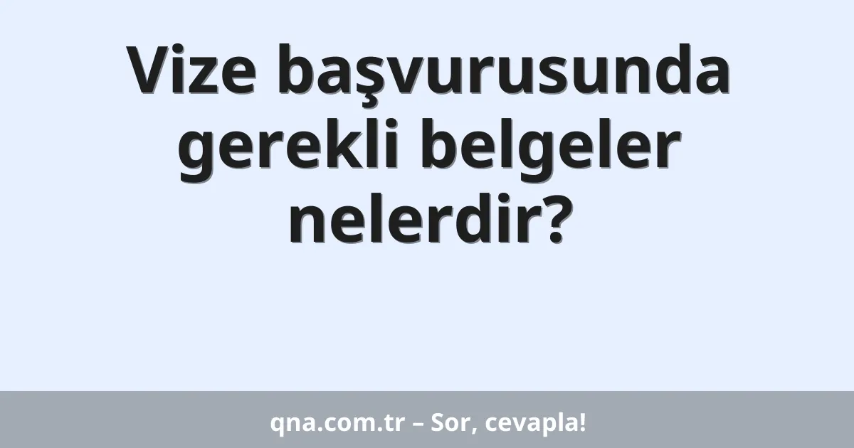 Vize başvurusunda gerekli belgeler nelerdir?
