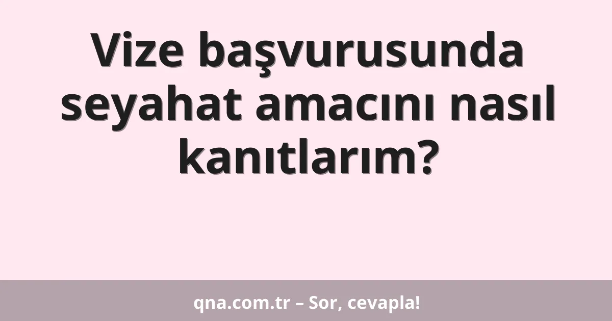 Vize başvurusunda seyahat amacını nasıl kanıtlarım?