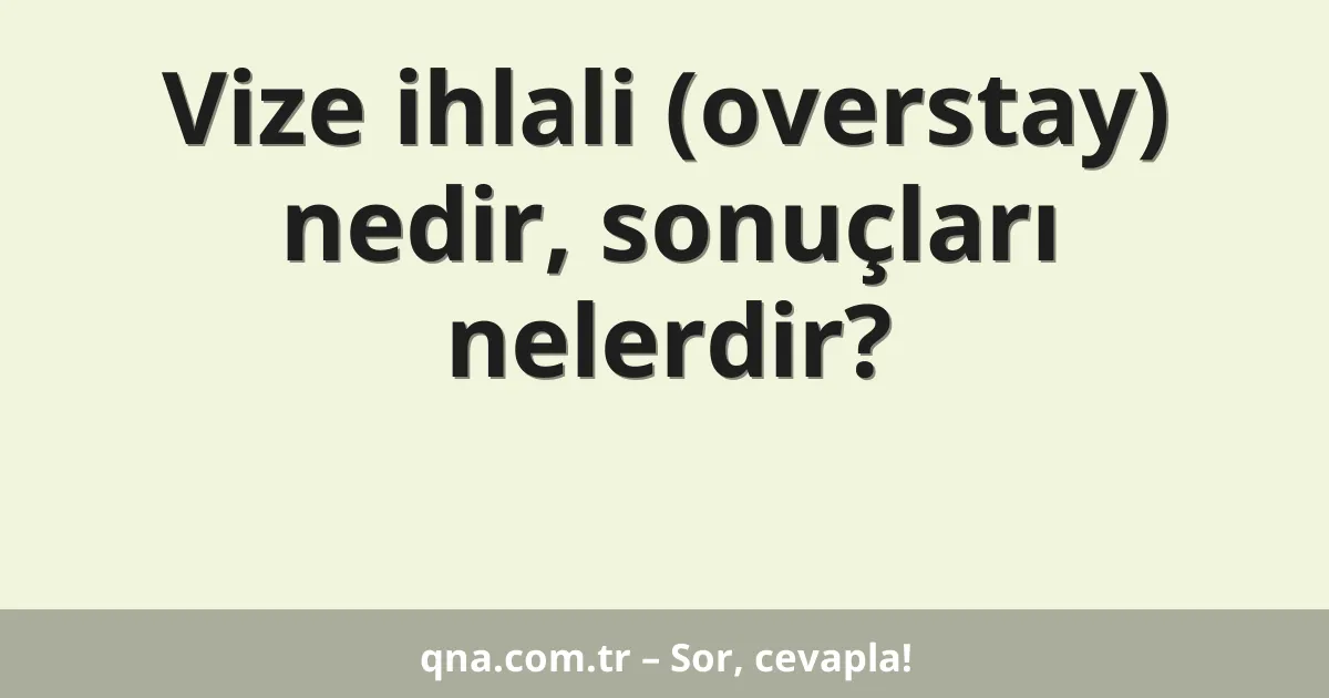 Vize ihlali (overstay) nedir, sonuçları nelerdir?