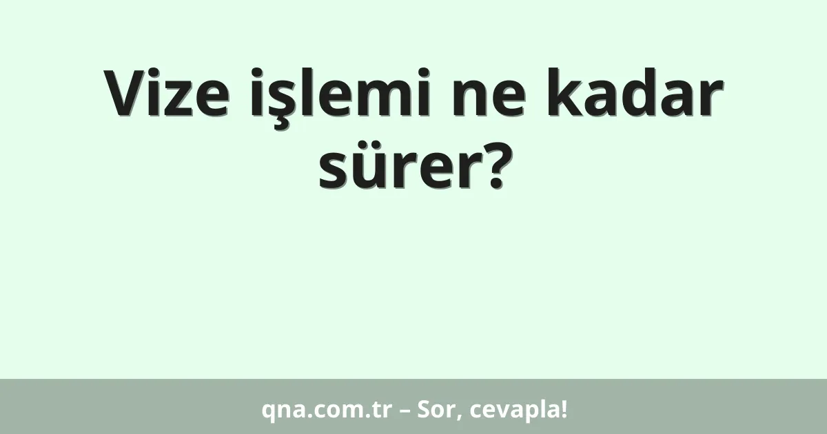 Vize işlemi ne kadar sürer?