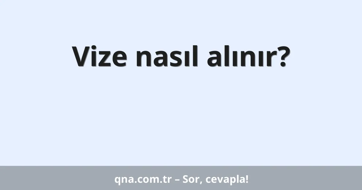 Vize nasıl alınır?