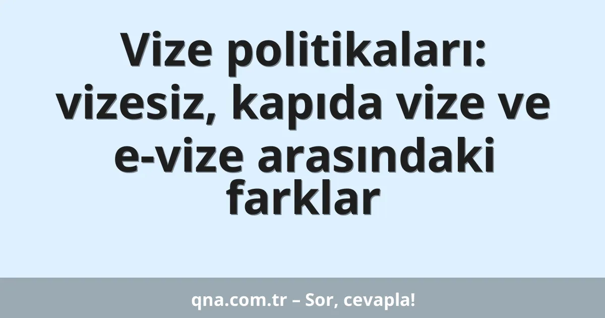 Vize politikaları: vizesiz, kapıda vize ve e-vize arasındaki farklar