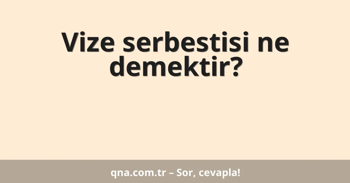 Vize serbestisi ne demektir?