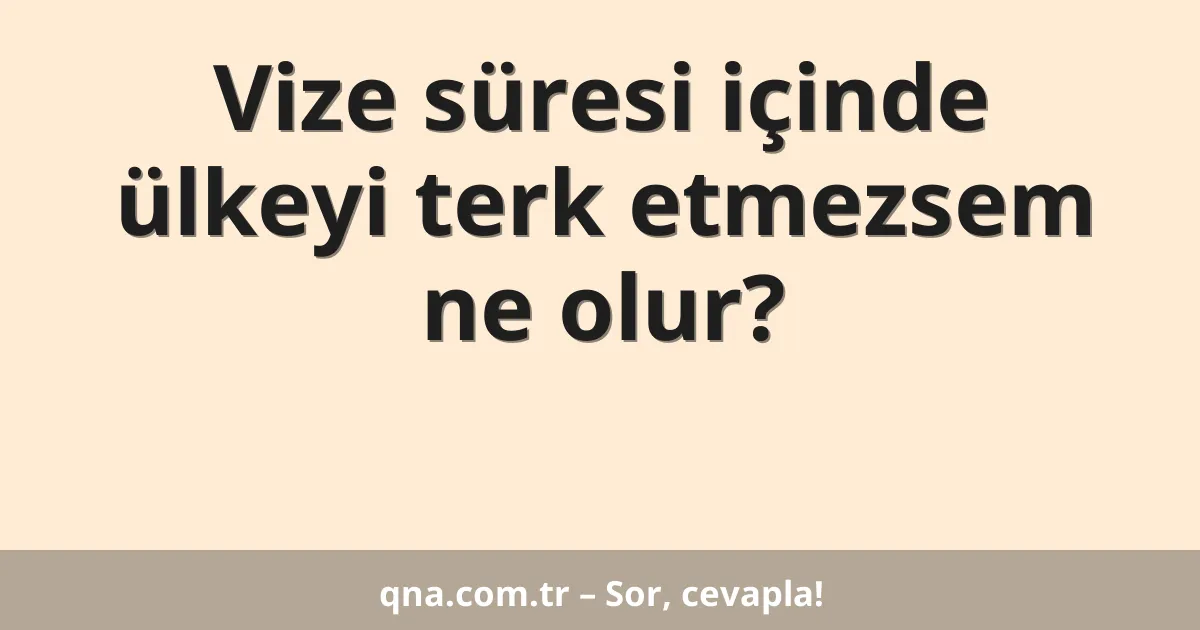 Vize süresi içinde ülkeyi terk etmezsem ne olur?