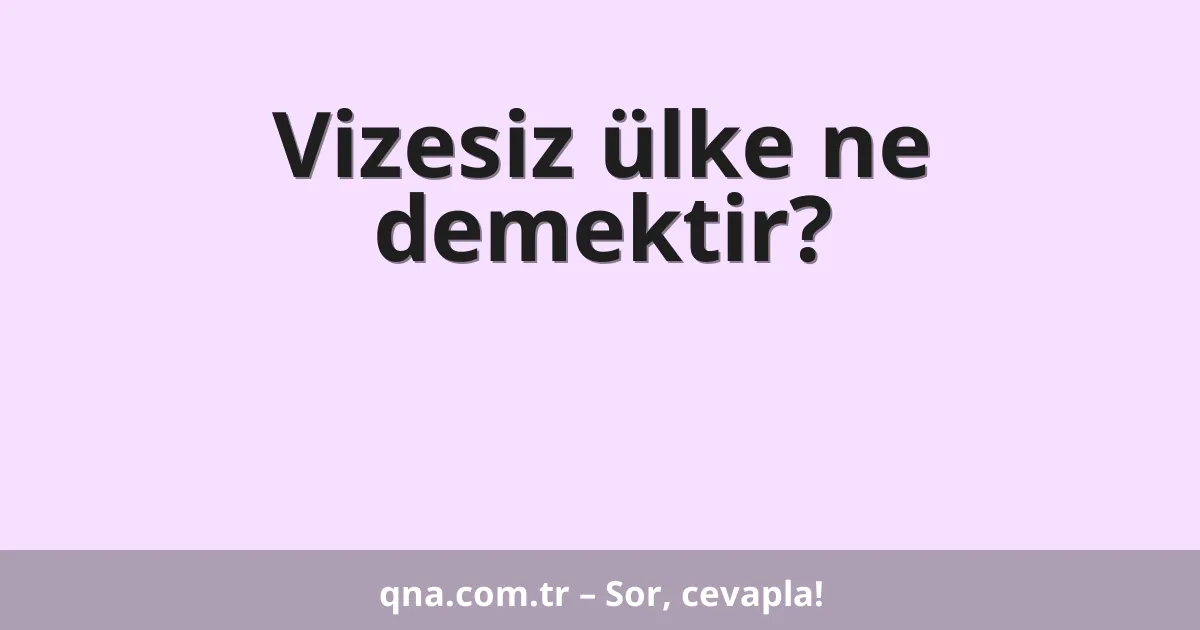 Vizesiz ülke ne demektir?