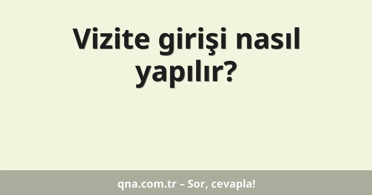 Vizite girişi nasıl yapılır?