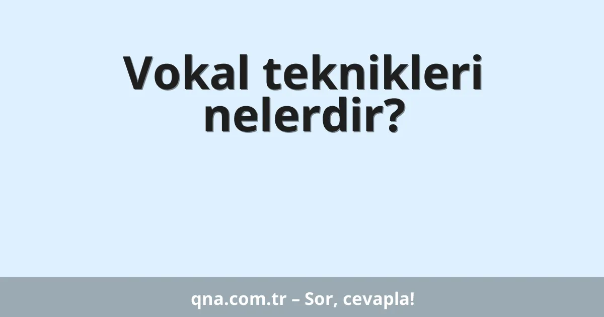Vokal teknikleri nelerdir?