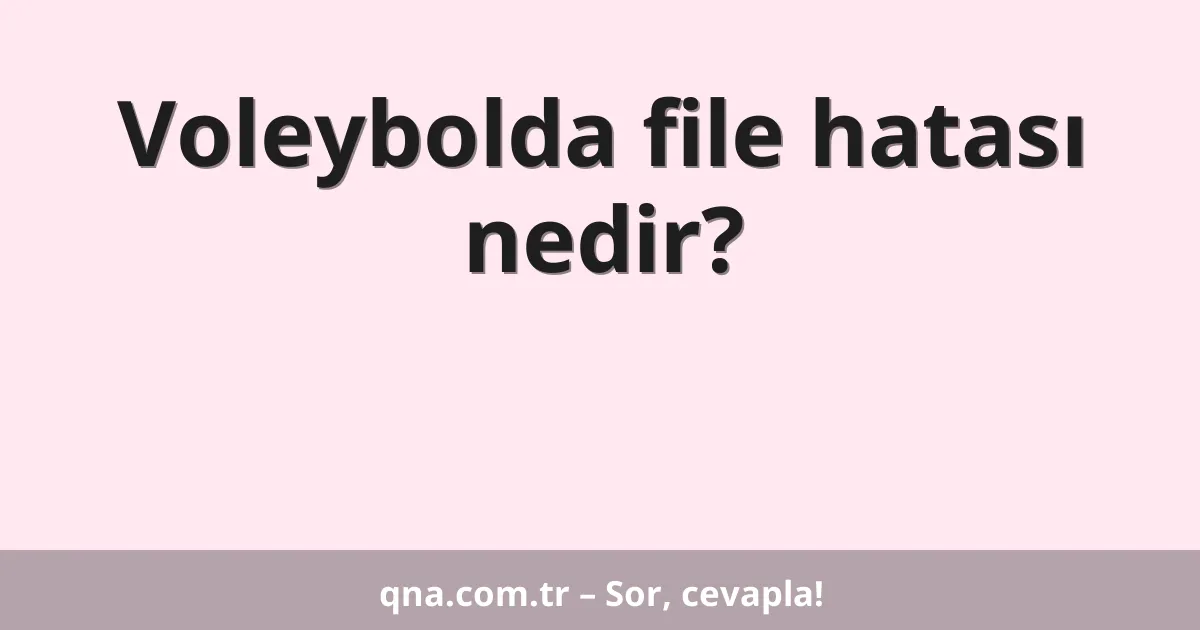 Voleybolda file hatası nedir?