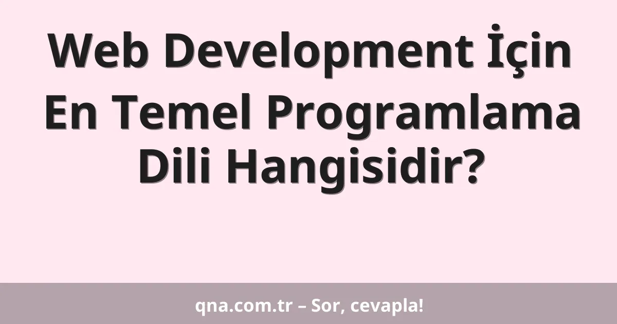 Web Development İçin En Temel Programlama Dili Hangisidir?