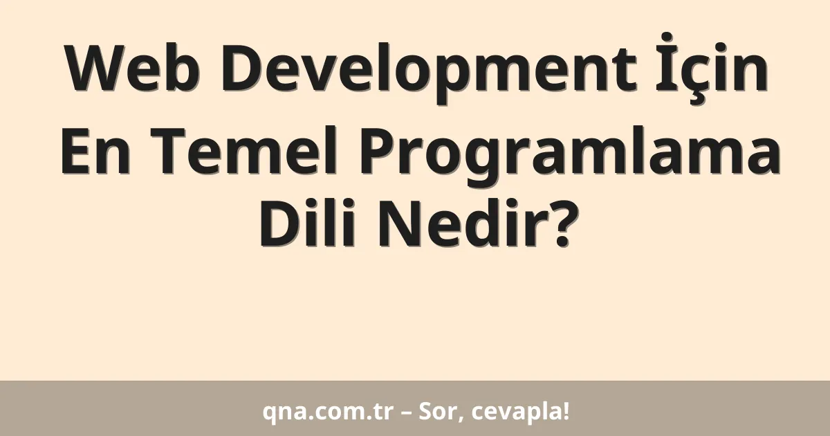 Web Development İçin En Temel Programlama Dili Nedir?
