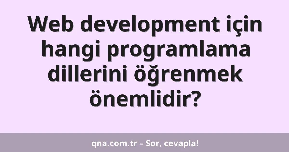 Web development için hangi programlama dillerini öğrenmek önemlidir?