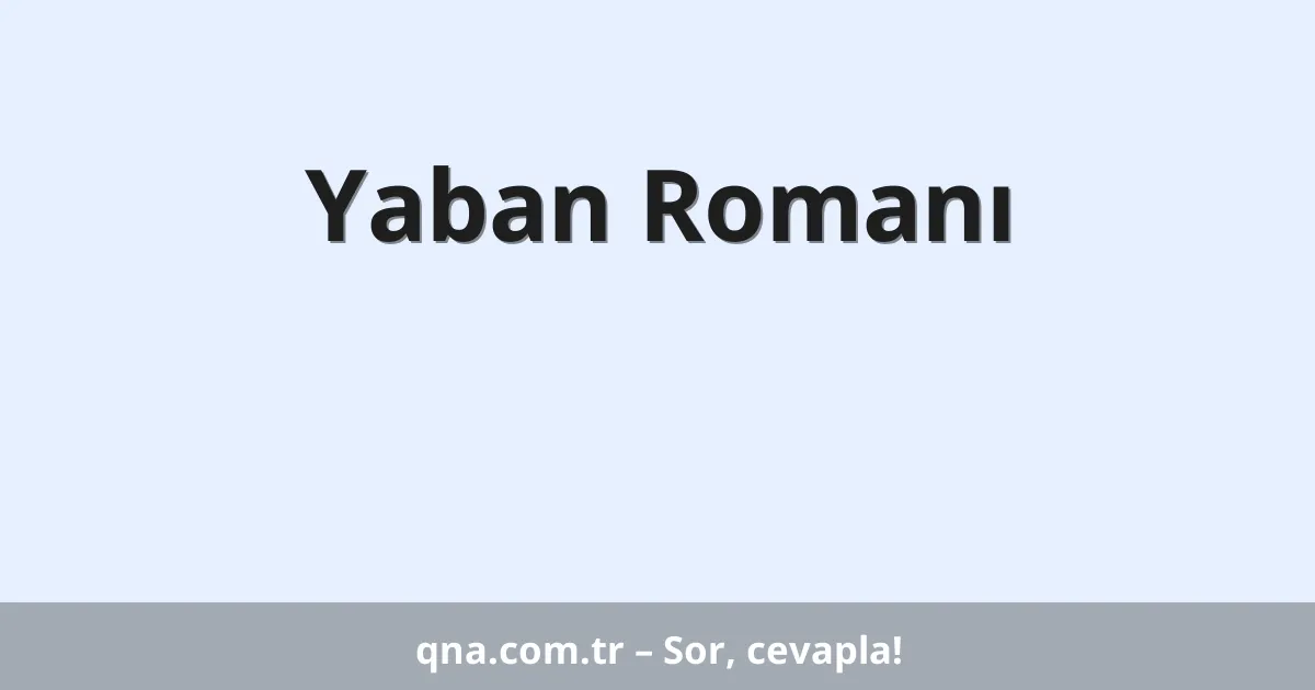 Yaban Romanı