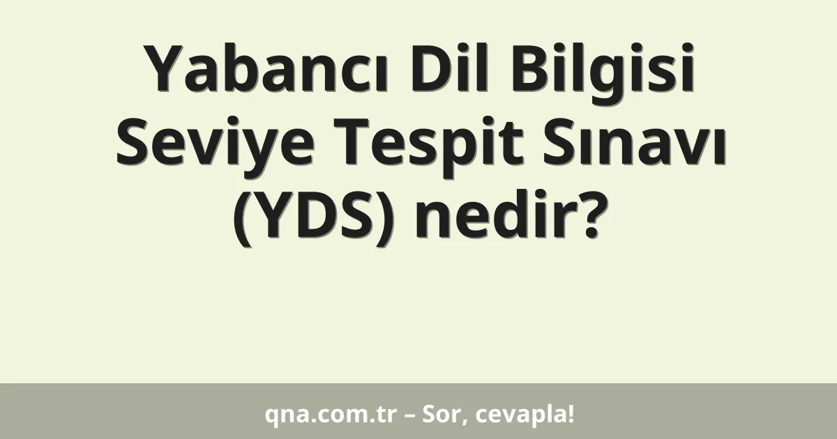 Yabancı Dil Bilgisi Seviye Tespit Sınavı (YDS) nedir?