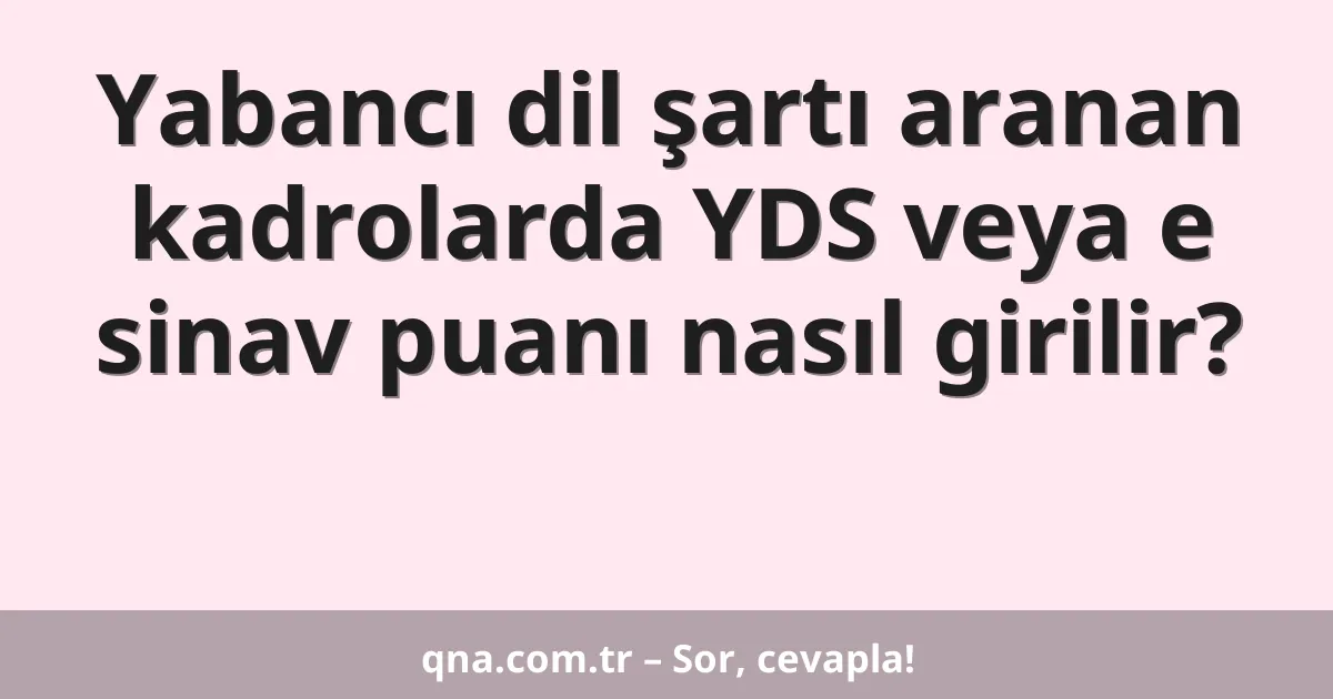 Yabancı dil şartı aranan kadrolarda YDS veya e sinav puanı nasıl girilir?