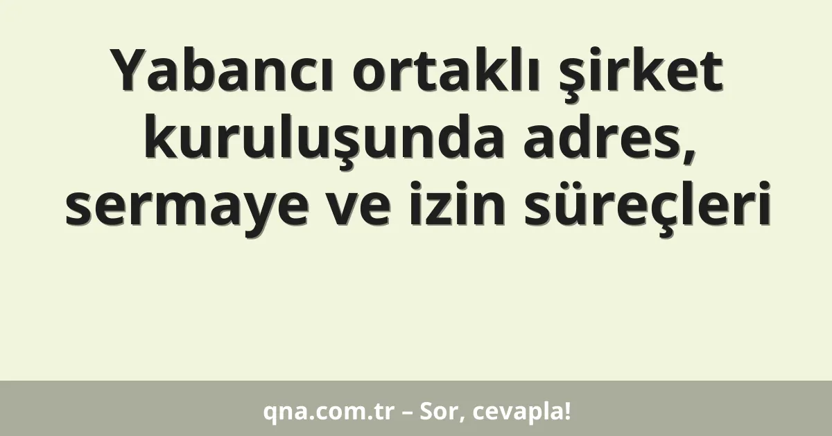 Yabancı ortaklı şirket kuruluşunda adres, sermaye ve izin süreçleri