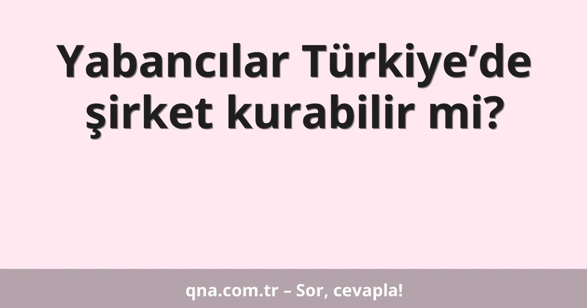 Yabancılar Türkiye’de şirket kurabilir mi?