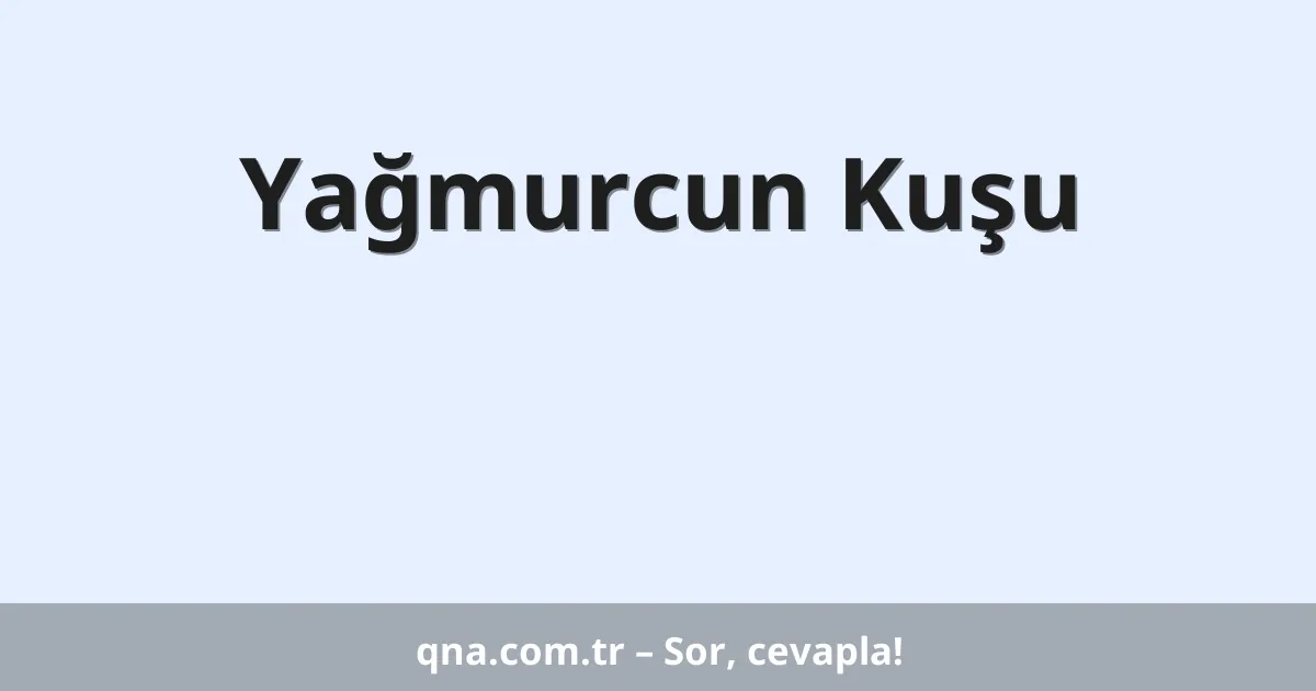 Yağmurcun Kuşu