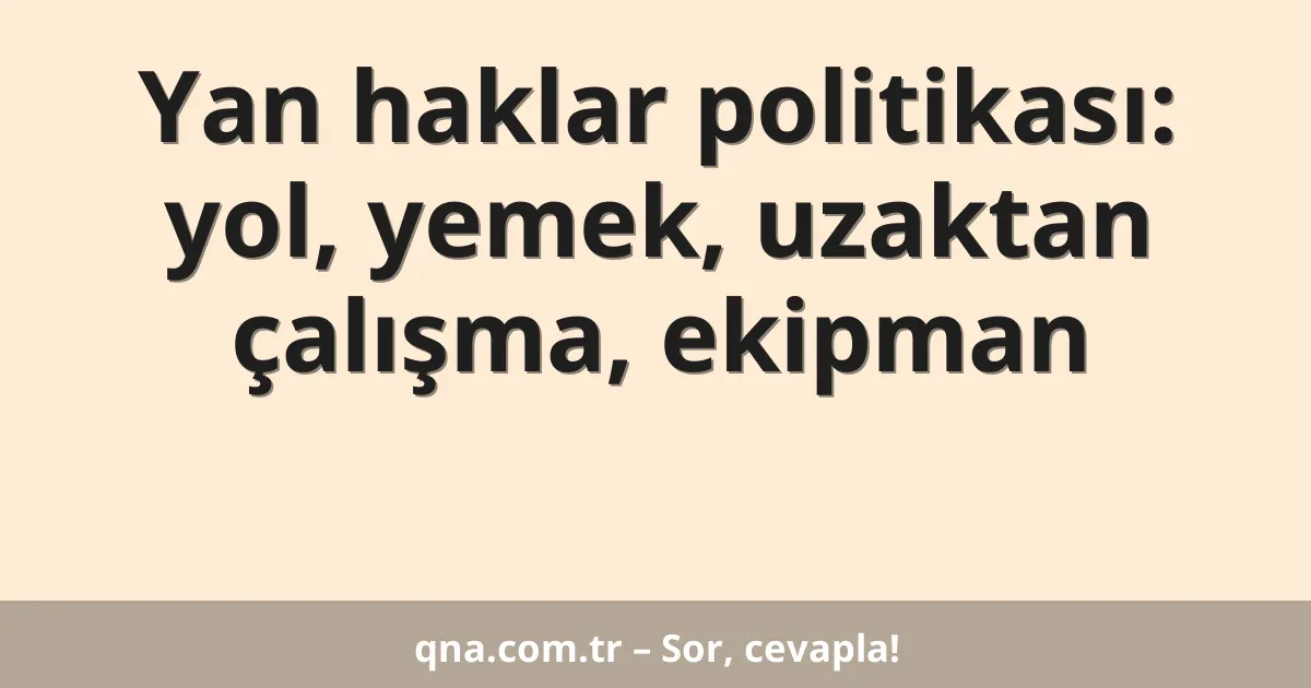 Yan haklar politikası: yol, yemek, uzaktan çalışma, ekipman