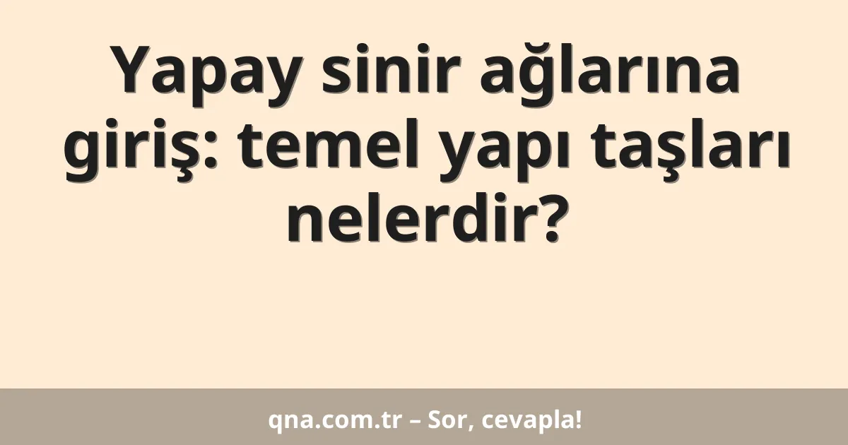 Yapay sinir ağlarına giriş: temel yapı taşları nelerdir?