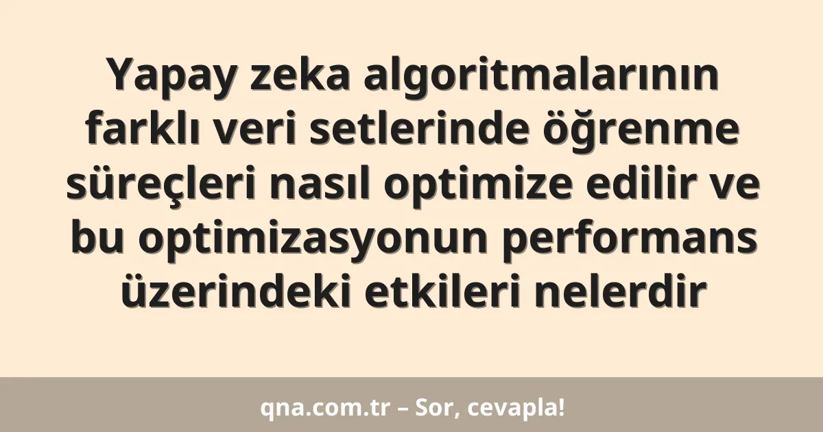 Yapay zeka algoritmalarının farklı veri setlerinde öğrenme süreçleri nasıl optimize edilir ve bu optimizasyonun performans üzerindeki etkileri nelerdir