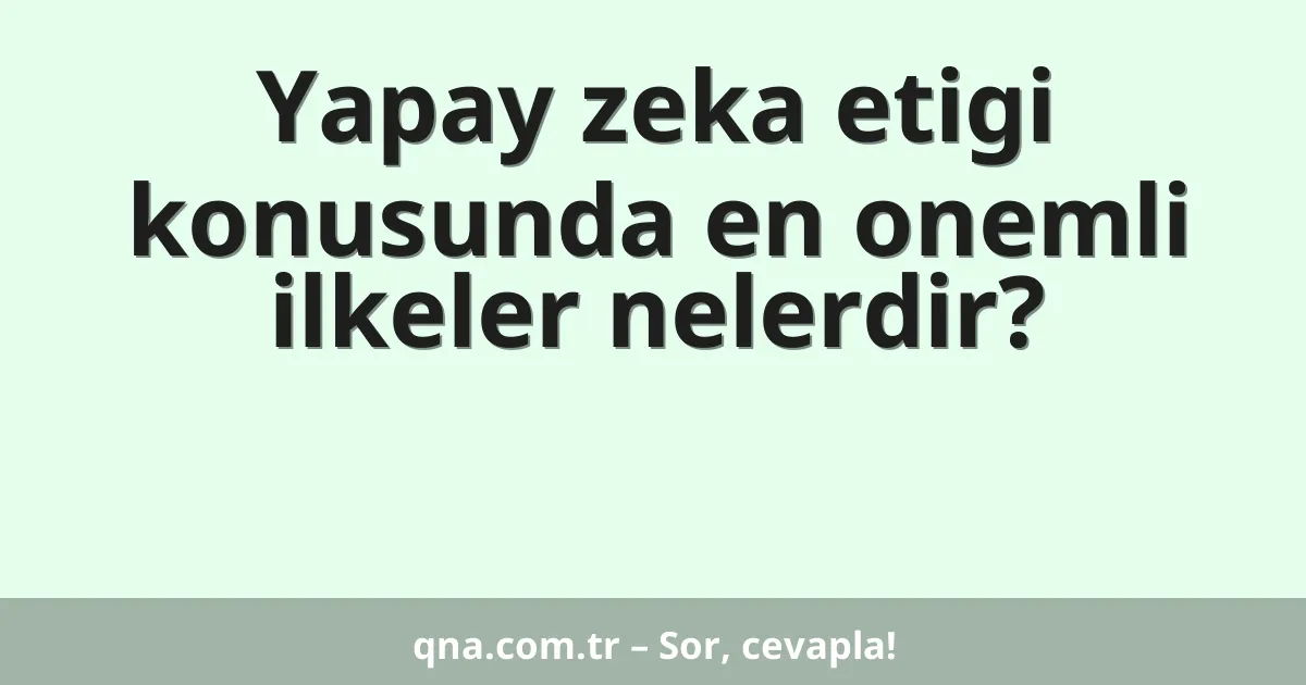 Yapay zeka etigi konusunda en onemli ilkeler nelerdir?