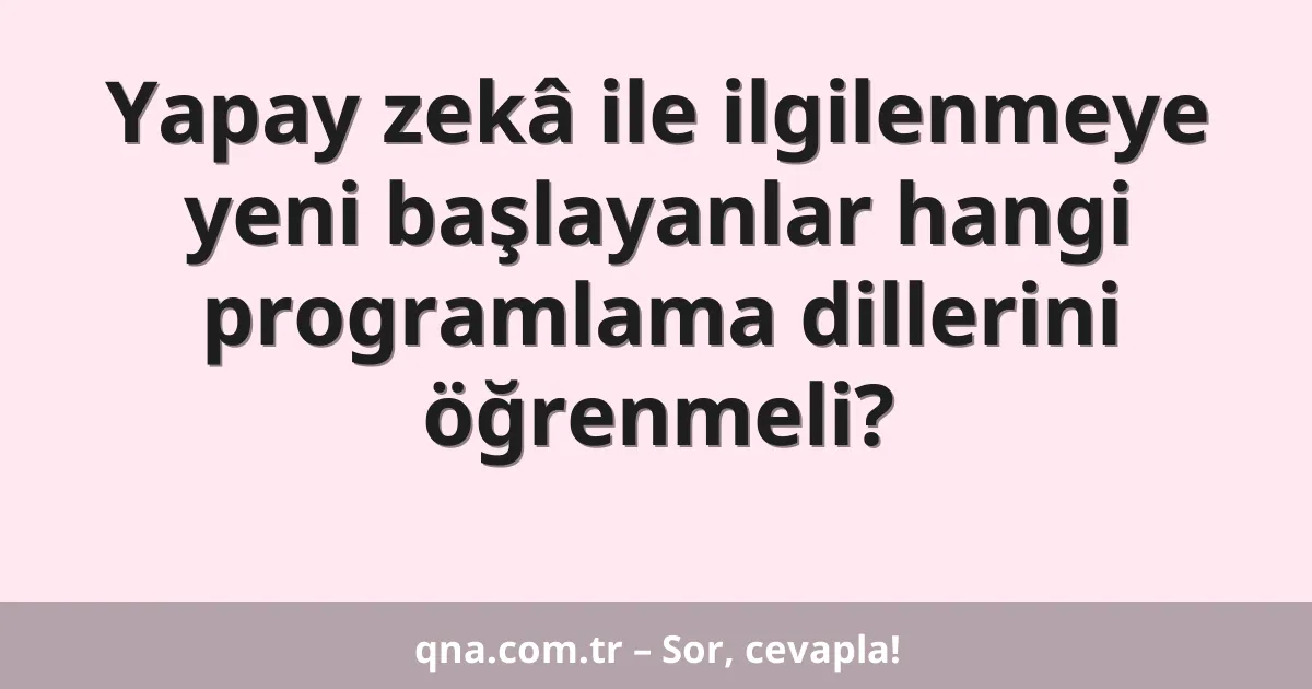 Yapay zekâ ile ilgilenmeye yeni başlayanlar hangi programlama dillerini öğrenmeli?