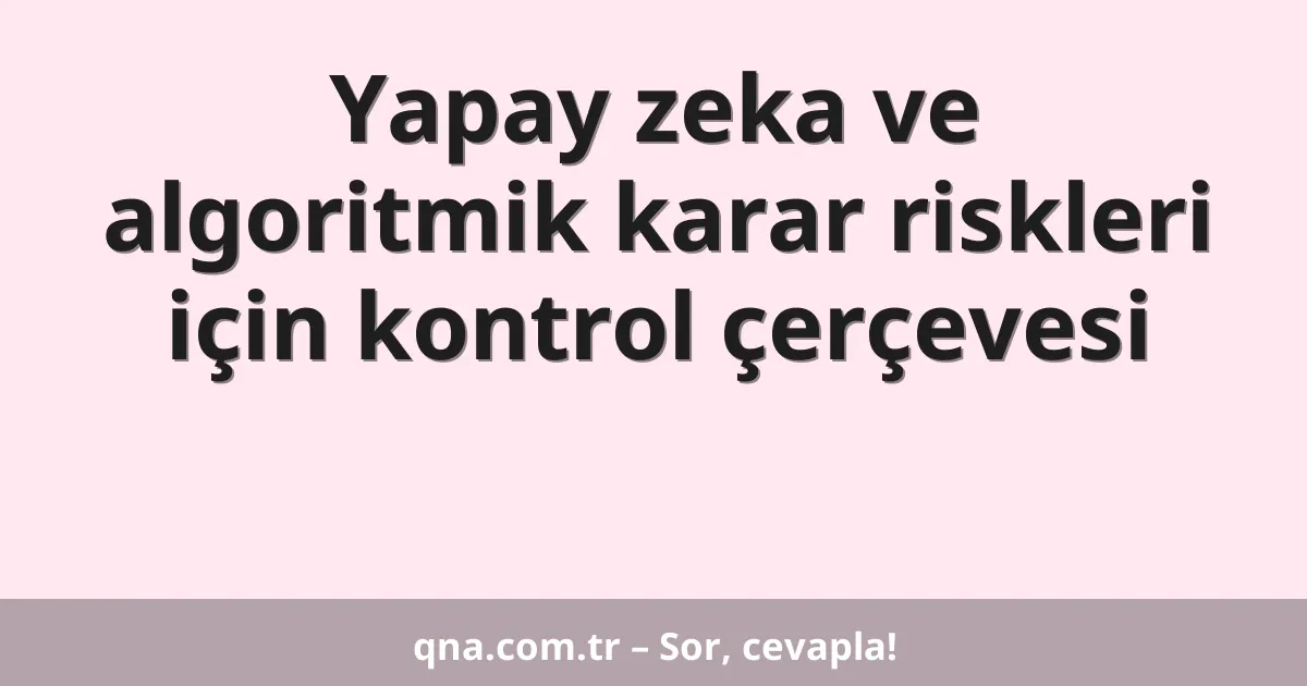 Yapay zeka ve algoritmik karar riskleri için kontrol çerçevesi