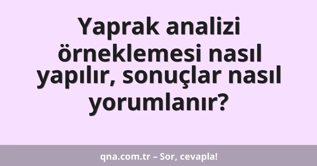 Yaprak analizi örneklemesi nasıl yapılır, sonuçlar nasıl yorumlanır?
