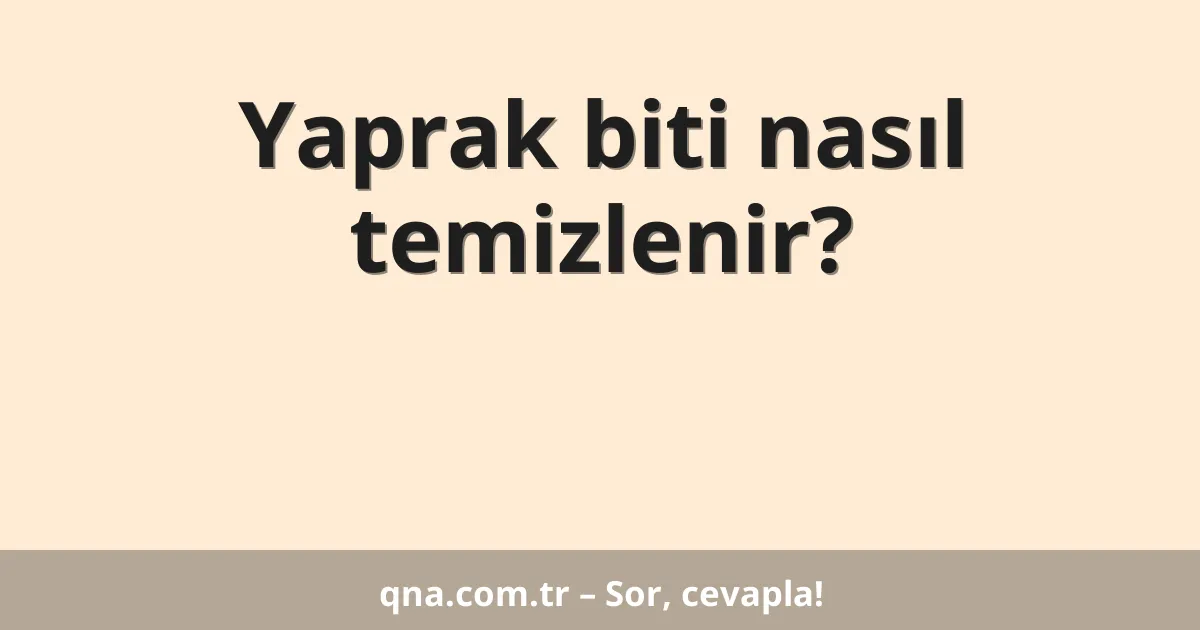 Yaprak biti nasıl temizlenir?