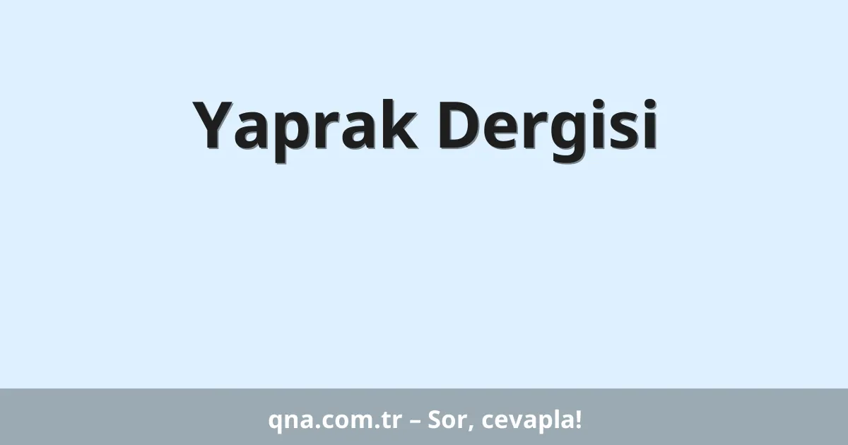 Yaprak Dergisi