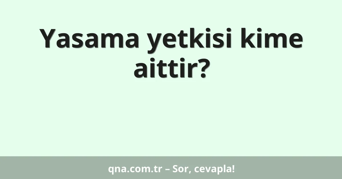 Yasama yetkisi kime aittir?