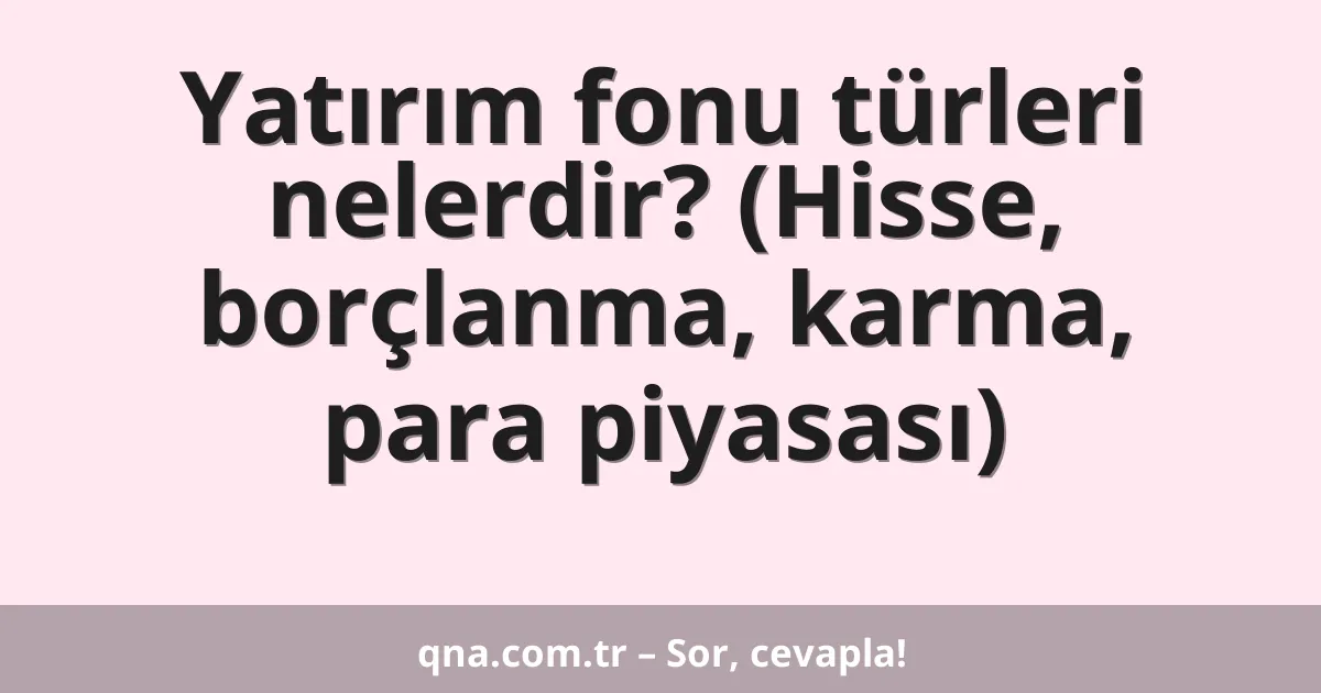 Yatırım fonu türleri nelerdir? (Hisse, borçlanma, karma, para piyasası)