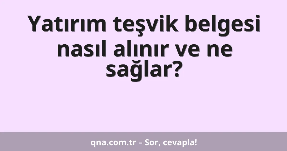 Yatırım teşvik belgesi nasıl alınır ve ne sağlar?