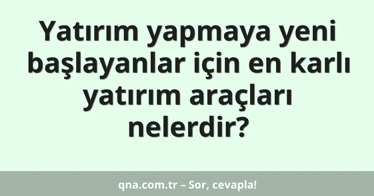 Yatırım yapmaya yeni başlayanlar için en karlı yatırım araçları nelerdir?