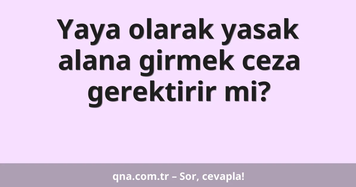 Yaya olarak yasak alana girmek ceza gerektirir mi?