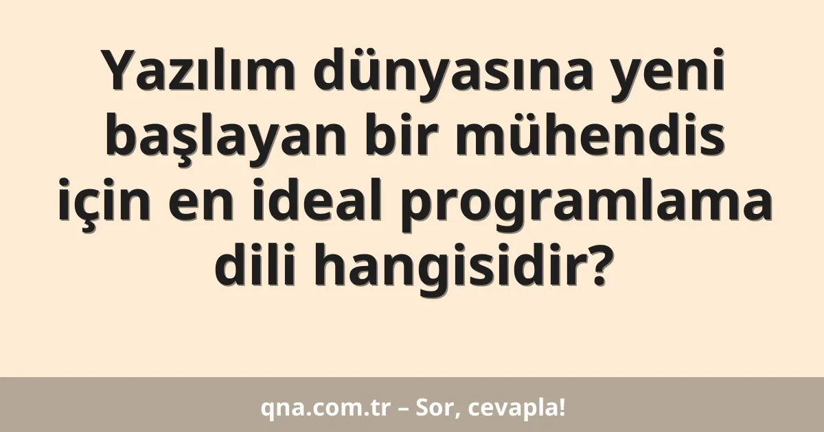 Yazılım dünyasına yeni başlayan bir mühendis için en ideal programlama dili hangisidir?