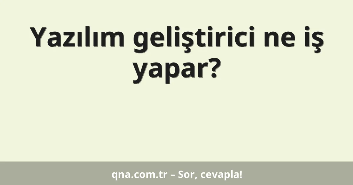 Yazılım geliştirici ne iş yapar?