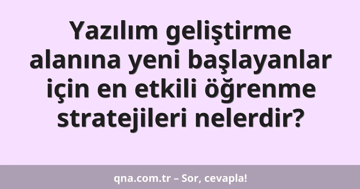 Yazılım geliştirme alanına yeni başlayanlar için en etkili öğrenme stratejileri nelerdir?