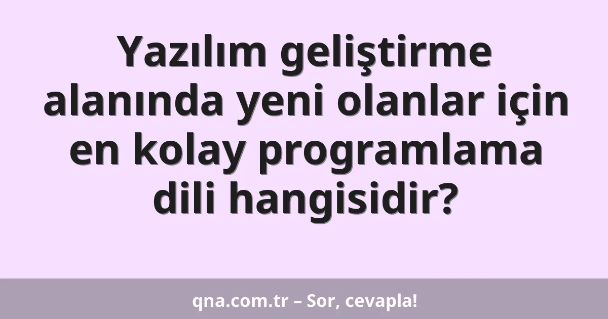 Yazılım geliştirme alanında yeni olanlar için en kolay programlama dili hangisidir?