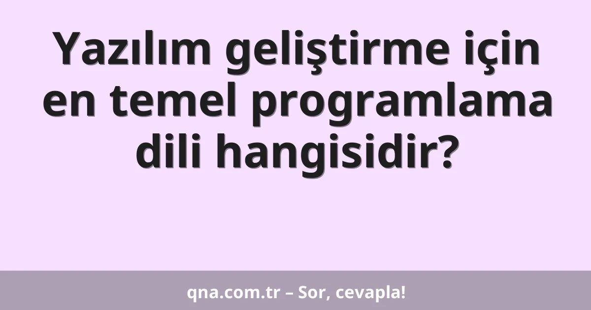 Yazılım geliştirme için en temel programlama dili hangisidir?