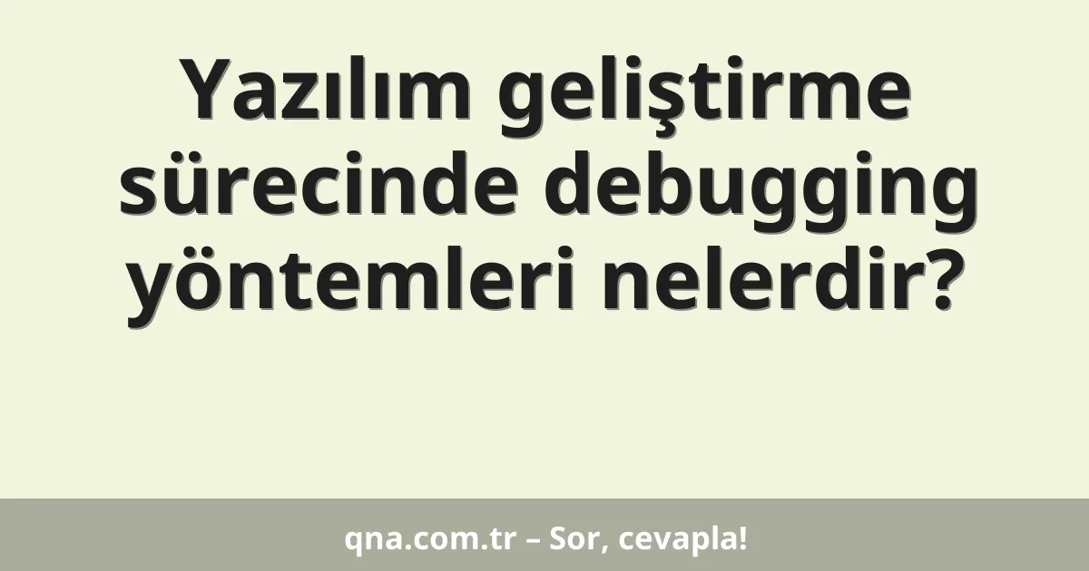 Yazılım geliştirme sürecinde debugging yöntemleri nelerdir?