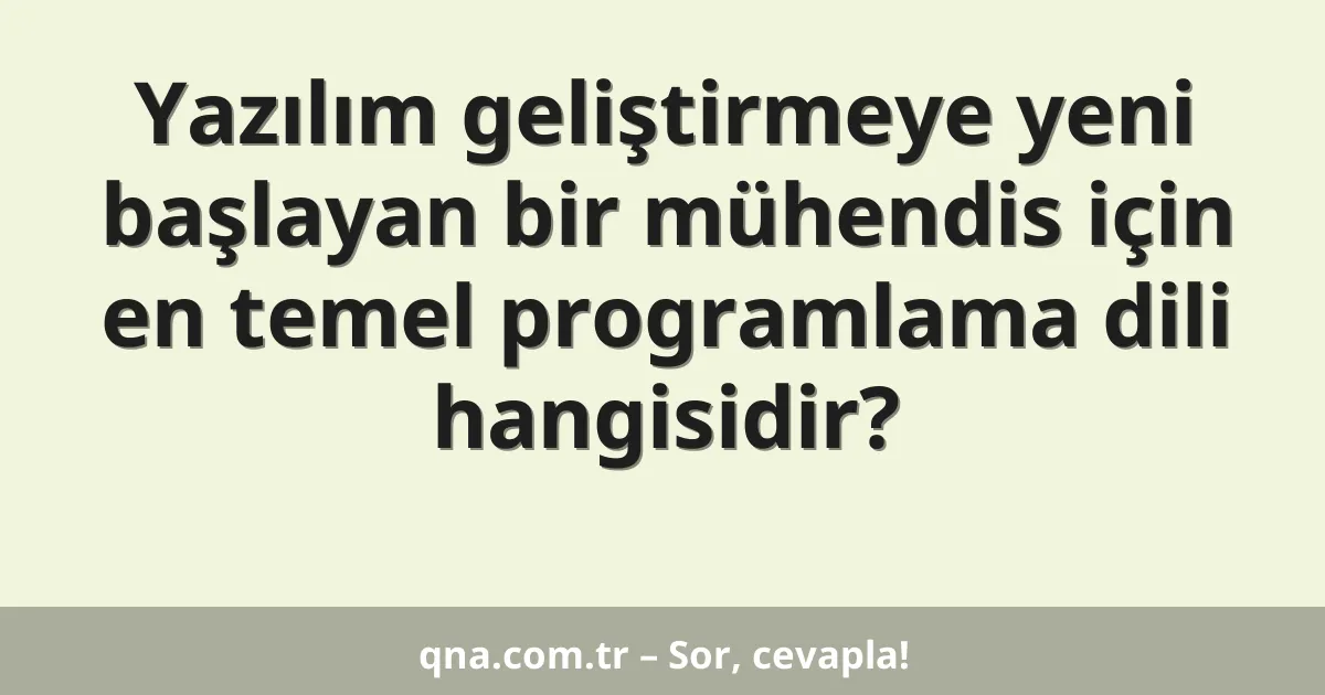 Yazılım geliştirmeye yeni başlayan bir mühendis için en temel programlama dili hangisidir?