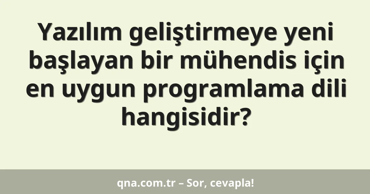 Yazılım geliştirmeye yeni başlayan bir mühendis için en uygun programlama dili hangisidir?