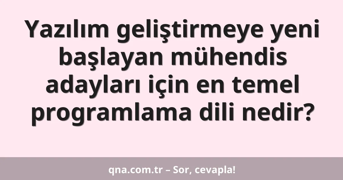Yazılım geliştirmeye yeni başlayan mühendis adayları için en temel programlama dili nedir?