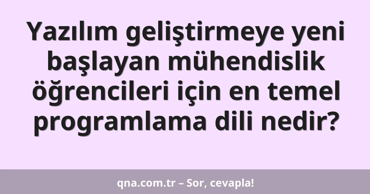 Yazılım geliştirmeye yeni başlayan mühendislik öğrencileri için en temel programlama dili nedir?